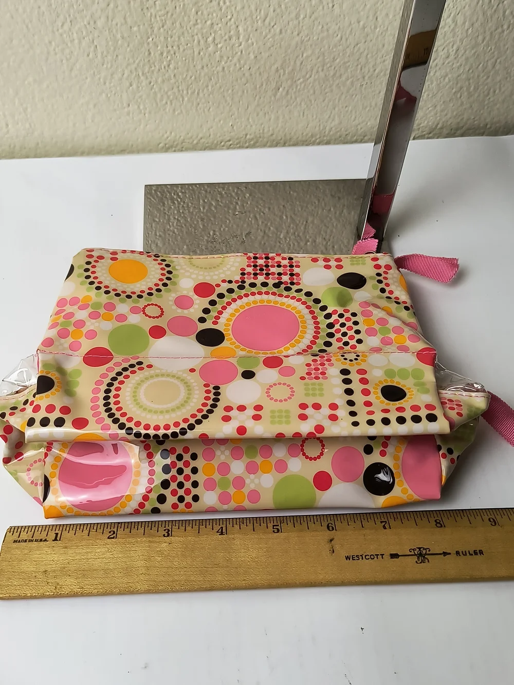 Bright Pink Multi-Dot Cosmetic Pouch with Zip